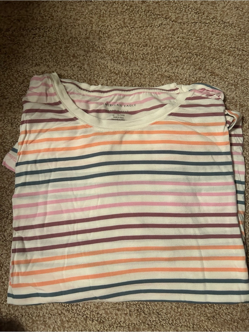 American Eagle Multicolor soft and sexy Striped Tee - Pastel Stripes